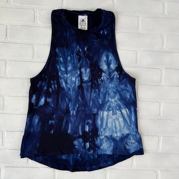 Adidas Blue Parley Tie Dye Racerback Training Athletic Tank Top-sz S - Picture 3 of 7